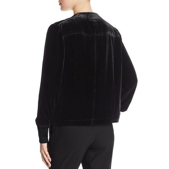 GO SILK Women's M Velvet Black Jacket Silk Blend Long Sleeves Regent Holidays - Picture 2 of 12